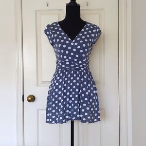 Nine West Modal Cotton Polka Dot Sleeveless Top/Dress w/wrap front waist design.
